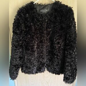 DONNA SALYERS Fabulous Furs Luxury Faux Fur Black “Lamb” Jacket L